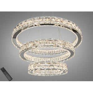 Підвісна люстра LED 3 кільця 98 Вт золото Diasha 7896/800+600+400CH