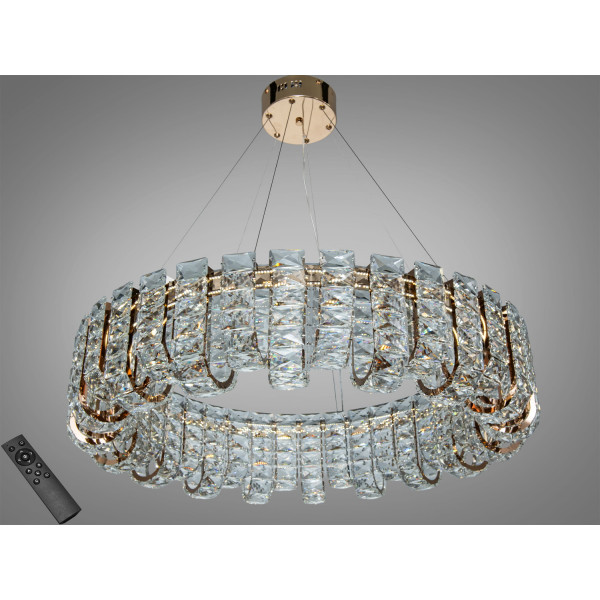 Підвісна люстра LED кришталева 83Вт золото пульт Diasha 559/800G