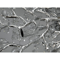 Підвісна кришталева люстра Серія Гліцинія хром 6 ламп G9 на тросах Diasha 608-460CH