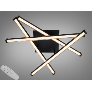 Стельова LED люстра чорна 60W пульт димер 2 кільця Diasha 2535BKdimmer