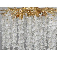 Підвісна кришталева люстра Гліцинія золото 10 ламп витягнута форма E14 Diasha 603-L900GD