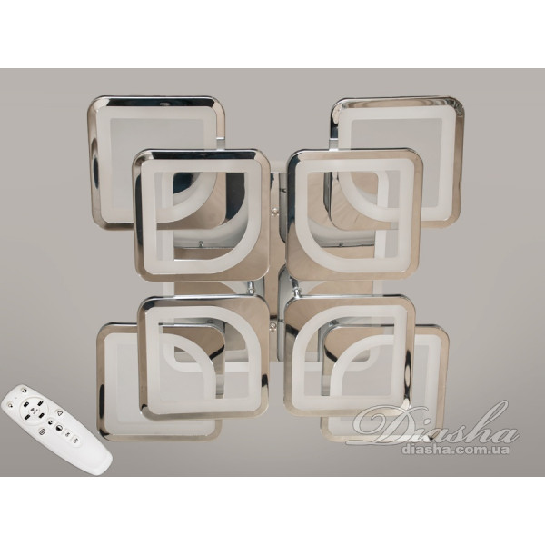 Стельова лед люстра з диммером і LED підсвічуванням, 130W, хром Diasha HS8060/4+4HRLED3colordimmer