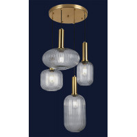 Люстра подвесная на кухню Levistella 9163810-4 BRZ+CL