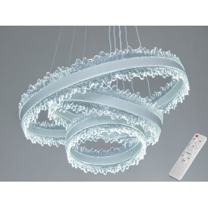 Світлодіодна підвісна люстра 3 кільця 185 Вт біла Diasha D8751-600+400+300WH