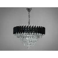 Підвісна кришталева люстра Серія 1013 чорний хром 11 ламп E14 каскадний дизайн Diasha 9001-600BK+CH