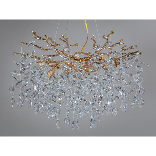 Декоративна підвісна кришталева люстра "Гліцинія", 8 ламп, золото  Diasha 608-600G