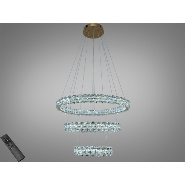 Кришталева світлодіодна люстра-підвіс, 70W Diasha 7895/800+600+400S-gold