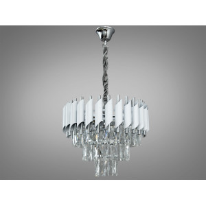 Підвісна люстра білий хром 5xE14 кришталь Diasha N9001-400WH+CH