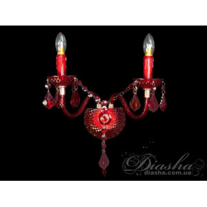 Недороге бра із кольорового акрилу в класичному стилі, дві лампи Diasha 1004/2R-G