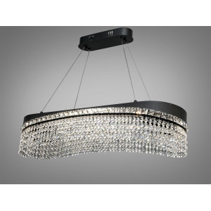 Підвісна кришталева люстра LED чорна 78 Вт овал Diasha P7027/L800x300BK