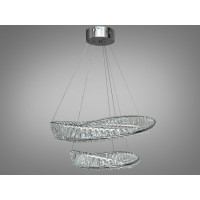 Інноваційна кришталева світлодіодна люстра на тросах, 110 Вт, хром Diasha 548/600+400CH