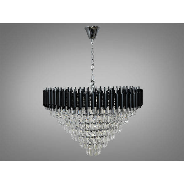 Підвісна кришталева люстра чорний хром 11xE14 Diasha N9001-750BK+CH