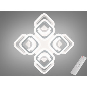 Стельова LED люстра на пульту з димером, 120W, біла Diasha HAS8060/4+4WH