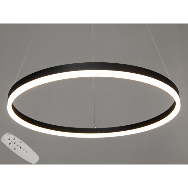 Чорна підвісна світлодіодна люстра на тросах з пультом, дімером, 42W Diasha D8174-600BK