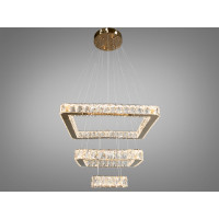 Преміальна кришталева підвісна світлодіодна люстра в зал, 75W, золото Diasha 7220-8A/500+340+180G