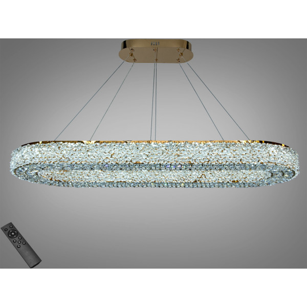 Люстра підвісна LED кришталева золото 84 Вт овал Diasha 7932/1000x300S-gold