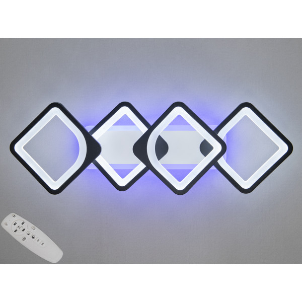 Світлодіодна люстра смарт світильник з пультом, 72Вт, чорна Diasha H8060/2+2BKLED3colordimmer