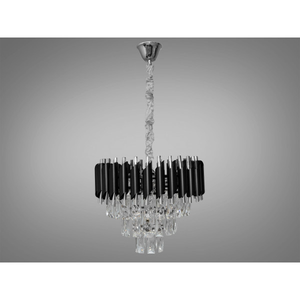 Підвісна кришталева люстра чорний+хром 5xE14 Diasha N9001-400BK+CH