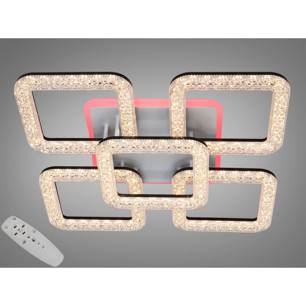 Стельова світлодіодна люстра з підсвіткою, димером, 80W, біла Diasha 2205/4+1BKLED3colordimmer