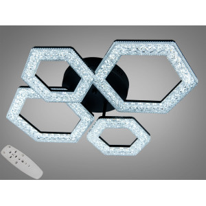 Люстра стельова LED чорна 54 Вт з пультом Diasha 6653/2+2BK