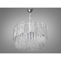 Неповторна підвісна люстра зі скляними елементами, 11 ламп, хром Diasha 328-550CH