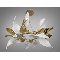 Красива підвісна люстра з порцеляновими елементами, 6 ламп, золото Diasha 7208-6PGD