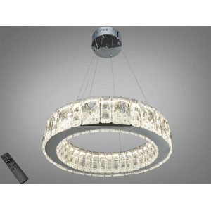 Підвісна кришталева люстра LED хром 55 Вт пульт Diasha 585/500HR