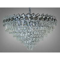 Гармонійна підвісна кришталева люстра в зал, 20 ламп, хром Diasha 6309-800CH