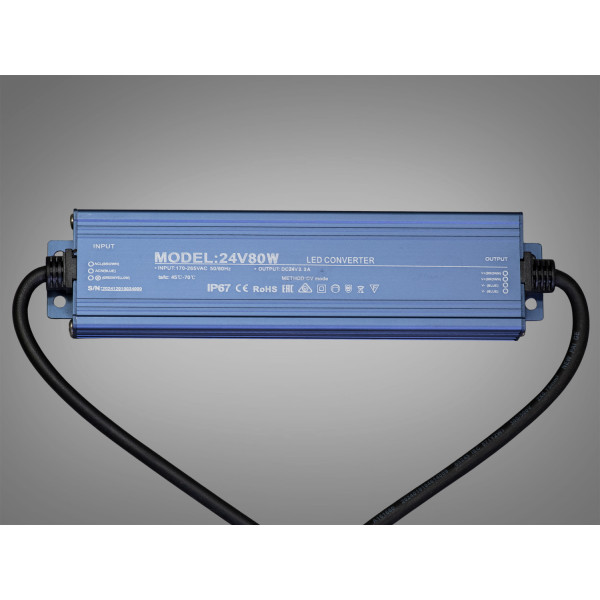 Блок живлення 24 В, для підключення LED стрічки, 80Вт, 3.33А Diasha PPF-PW-IP68-24v-80w
