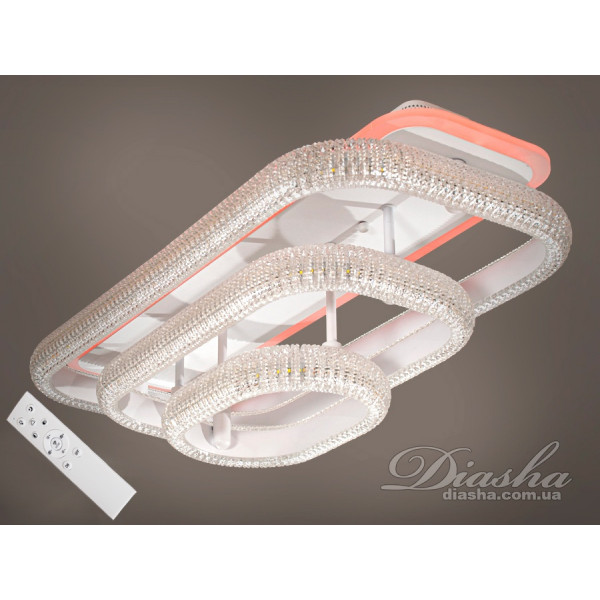 Стельова LED-люстра з диммером і підсвічуванням, 105W Diasha MX66004/3WHLED3colordimmer Стельова LED-люстра з диммером і підсвічуванням, 105W Diasha MX66004/3WHLED3colordimmer