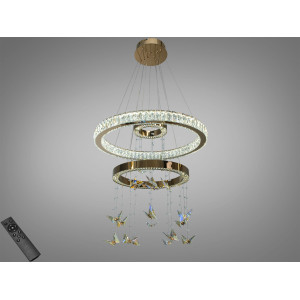 Люстра LED підвісна 3 кільця золото 124Вт Diasha 598/600+400+200G