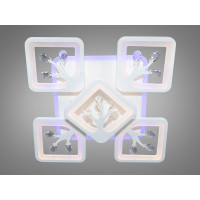 Високоефективна стельова LED люстра з пультом, підсвіткою, 90Вт, біла Diasha S8157/4+1WHLED3colordimmer
