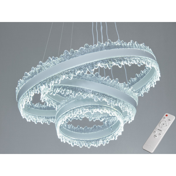 Світлодіодна підвісна люстра 3 кільця 185 Вт біла Diasha D8751-600+400+300WH