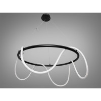 Світлодіодна люстра Шланг для офісу, 48W, чорна люстра на тросах Diasha 9752-D800BK