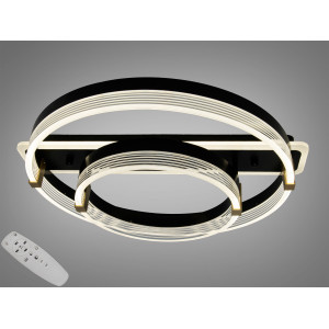 Стельова LED люстра біла 58W два кільця димер ПДУ Diasha 5248/500+300BK