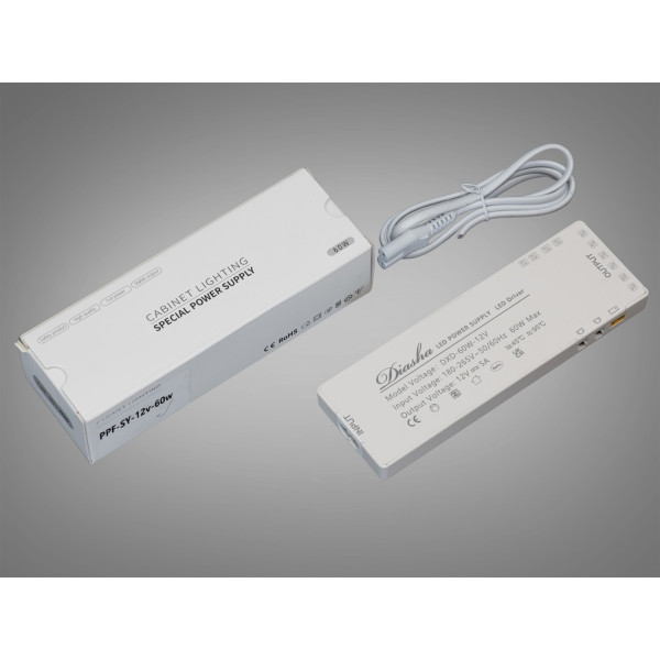 Тонкий керований блок живлення 12В, 60Вт, 5А Diasha PPF-SY-12v-60w