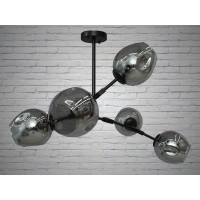 Люстра молекула в стиле лофт со стеклянным плафоном Diasha HXD8022/5BK+GR