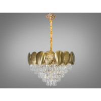 Золота кришталева підвісна люстра для вітальні на 11 ламп Diasha 8822/600G