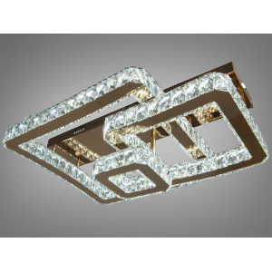 Стильна стельова кришталева лед люстра з пультом, 78 Вт, золото Diasha 7707-3A/G