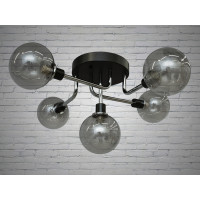 Люстра молекула в стиле лофт со стеклянным плафоном Diasha H2101/5CH+GR