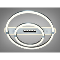 Світлодіодна люстра 2 кільця сіра 88Вт пульт 15м² Diasha 5141/500+300GR