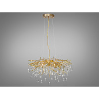 Кришталева люстра з підвісами в формі краплі на 8 ламп Е14 Diasha 607-600GD