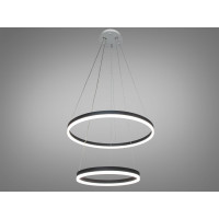 Сучасна світлодіодна підвісна люстра кільця з пультом, 70W, чорна Diasha D8174-600+400BK