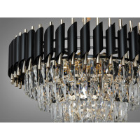 Підвісна кришталева люстра Серія 1013 чорний золото каскадна 11 ламп E14 Diasha 9001-600BK+SGD