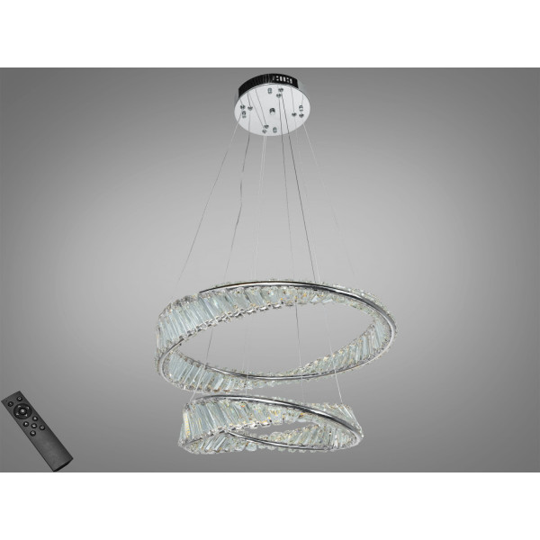 Люстра підвісна Diasha хром 2 кільця LED 86Вт Diasha D8812/600+400BCH