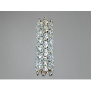 Світильник підвіс LED 15 Вт хром кришталеві вставки CCT 3200 4100 6000K регулювання висоти 531-1CH Diasha 7898/1S-gold