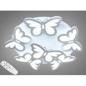 Біла пристельова LED люстра метелики з пультом та підсвіткою, 105W Diasha 8067/5+1WHLED3colordimmer