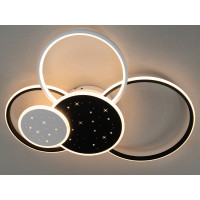 Сучасна пристельова світлодіодна люстра з пультом, 100Вт, білий+чорний Diasha 2447WH+BKdimmer