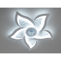 Унікальна стельова світлодіодна люстра вентилятор з пультом, 90W, біла Diasha 8146/5WHFS