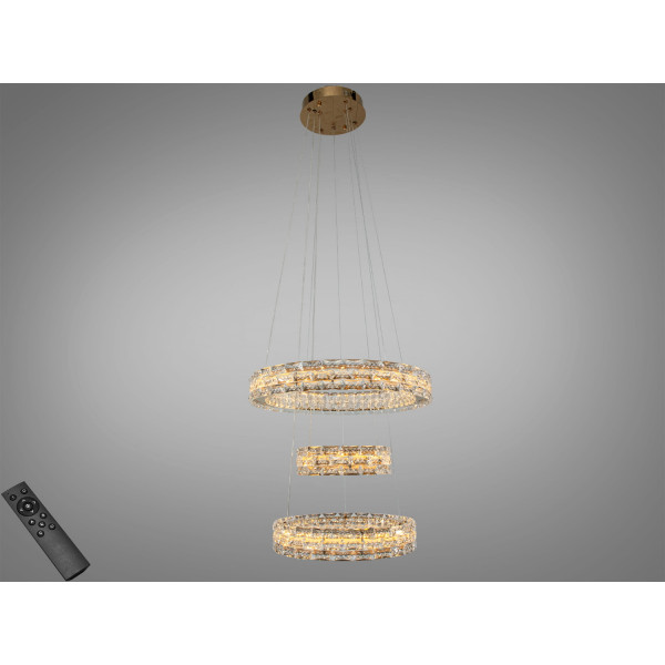 Кришталева світлодіодна люстра-підвіс, 70W Diasha 7897/500+400+300S-Gold